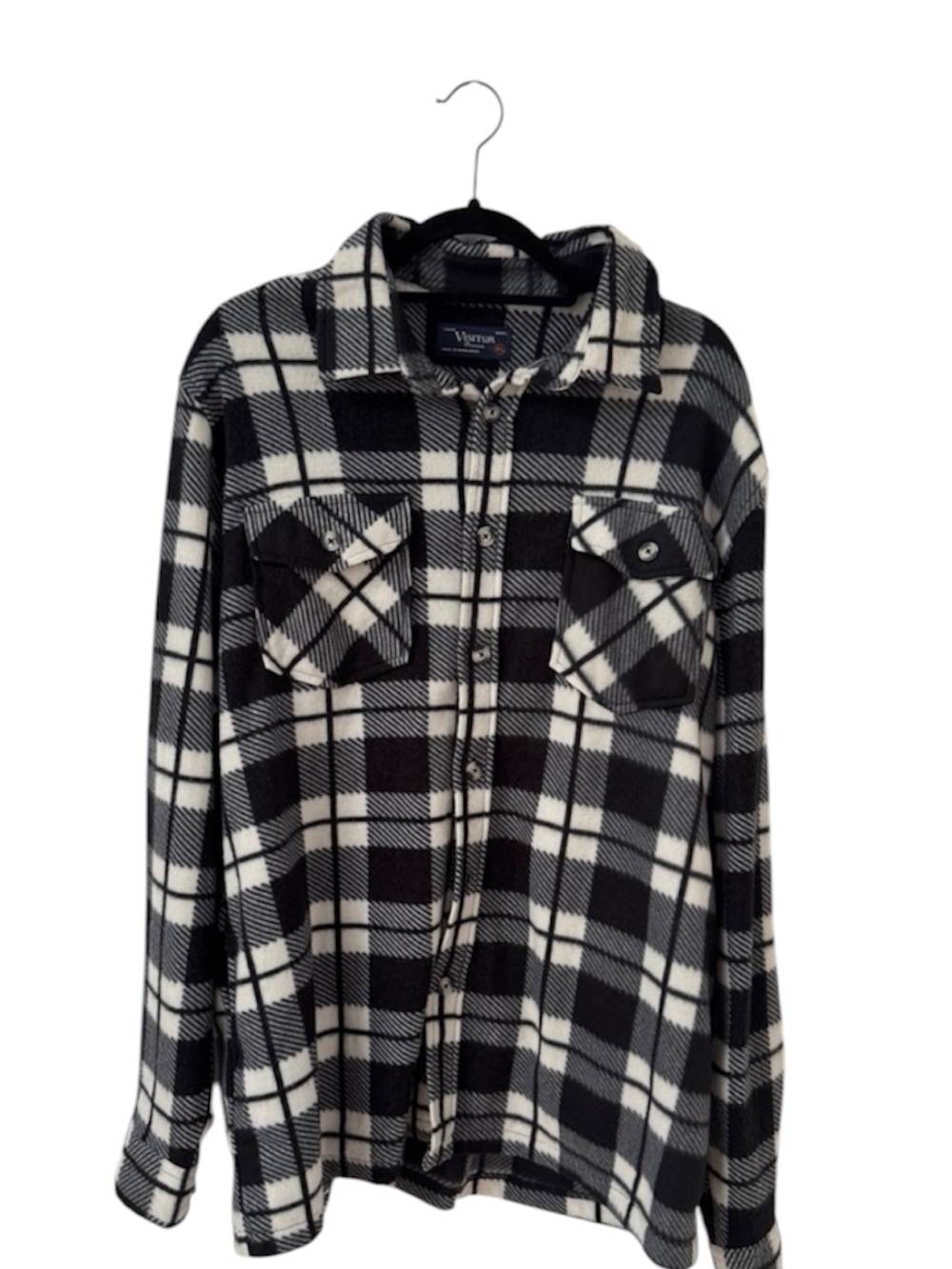 Visitor Black & White Plaid Fleece Shirt Jacket- NWT